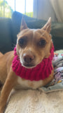 Handmade Crochet Dog Snood – Pink & Gold Sparkle