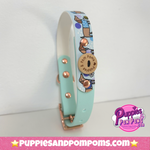 Bee Happy Dachshunds - Handmade Biothane Dog Collar - Baby Blue