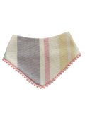 Pastel Linen Stripes Pom Pom Bandana - Snap on