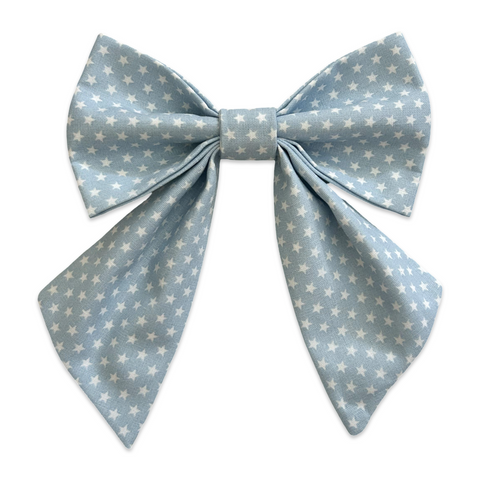 Handmade Dog Sailer Bow Tie - Baby Blue Stars