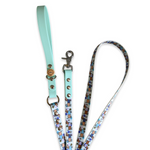 Handmade Vegan Leather Dog Leash - Bee Happy Dachshunds - Blue
