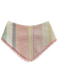 Pastel Linen Stripes Pom Pom Bandana - Snap on