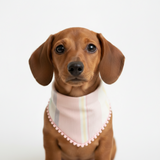 Pastel Linen Stripes Pom Pom Bandana - Snap on