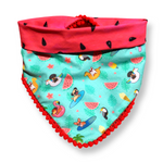 Pom Pom Dog Bandana - Summer Pool Party Watermelon - Snap On