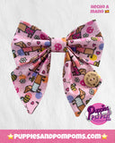 Handmade Sailer Bow- Bee Happy Dachshunds Pink