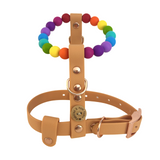Handmade Rainbow Bead & Biothane Dog Harness - Vegan Leather / Waterproof Biothane