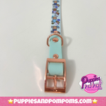 Bee Happy Dachshunds - Handmade Biothane Dog Collar - Baby Blue