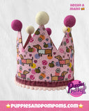 Handmade Birthday Crown - Bee Happy Dachshunds Pink