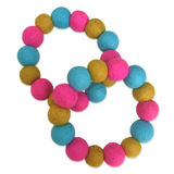 Pom Pom Dog Collar - Big Ball Mix- Pink, Blue & Gold.