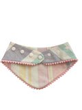 Pastel Linen Stripes Pom Pom Bandana - Snap on