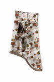 Premium Organic Handmade Teckel Sweater “Bee Happy Dachshunds” - Beige (Brown Cuffs)