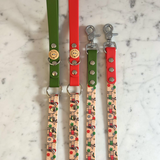 Christmas Dachshunds - Handmade Vegan Leather Dog Leash - Red