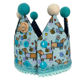Handmade Birthday Crown Hat - Blue - Bee Happy Dachshunds