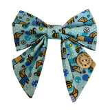 “Bee Happy Dachshunds” Blue Handmade Sailer Bow