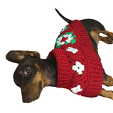 Handmade Crochet Dachshund Coat / Jumper - Christmas