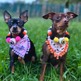 Cute Pink Ghosts! Halloween Pompom Dog Bandana