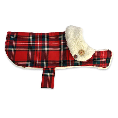 Handmade Christmas Tartan & Sherpa  Dachshund Coat