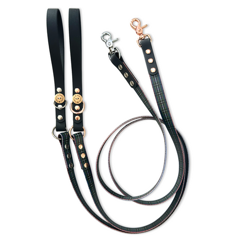 Handmade Dog Leash - Vegan Leather - Cornish Hunting Tartan
