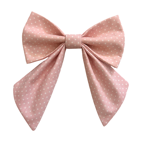 Handmade Dog Sailer Bow Tie - Baby Pink Micro Polka Dots