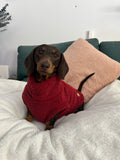 Handmade Dachshund Sweater - “Dark Red Teddy”
