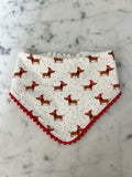 Handmade Christmas Dachshund PomPom Scrunchie Bandana - Santa