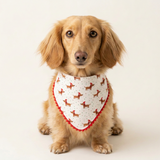 Handmade Christmas Dachshund PomPom Scrunchie Bandana - Santa