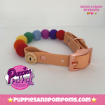 Rainbow Pom Pom Collar - Adjustable