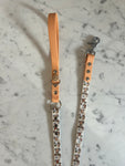 Handmade Vegan Leather Dog Leash - Bee Happy Dachshunds - Beige