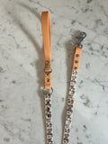 Handmade Vegan Leather Dog Leash - Bee Happy Dachshunds - Beige