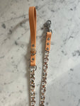 Handmade Vegan Leather Dog Leash - Bee Happy Dachshunds - Beige