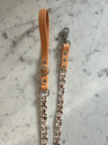Handmade Vegan Leather Dog Leash - Bee Happy Dachshunds - Beige