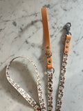Handmade Vegan Leather Dog Leash - Bee Happy Dachshunds - Beige