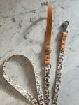 Handmade Vegan Leather Dog Leash - Bee Happy Dachshunds - Beige