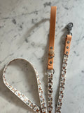 Handmade Vegan Leather Dog Leash - Bee Happy Dachshunds - Beige