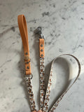Handmade Vegan Leather Dog Leash - Bee Happy Dachshunds - Beige