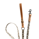 Handmade Vegan Leather Dog Leash - Bee Happy Dachshunds - Beige