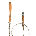 Handmade Vegan Leather Dog Leash - Bee Happy Dachshunds - Beige