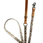 Handmade Vegan Leather Dog Leash - Bee Happy Dachshunds - Beige