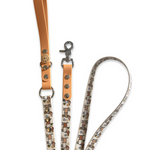 Handmade Vegan Leather Dog Leash - Bee Happy Dachshunds - Beige