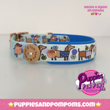 Bee Happy Dachshunds - Handmade Biothane Dog Collar - Blue 25mm