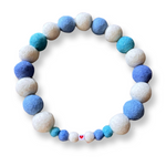 Personalised Pom Pom Dog Collar - Baby Blues / Cornish Blues