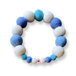 Personalised Pom Pom Dog Collar - Baby Blues / Cornish Blues
