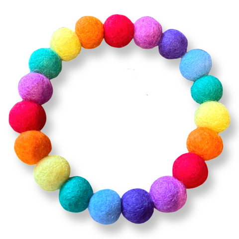 Personalised Pom Pom Dog Collar - Rainbow Brights 2cm Balls