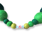 Personalised Pom Pom Dog Collar - Green