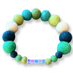 Personalised Pom Pom Dog Collar - Green