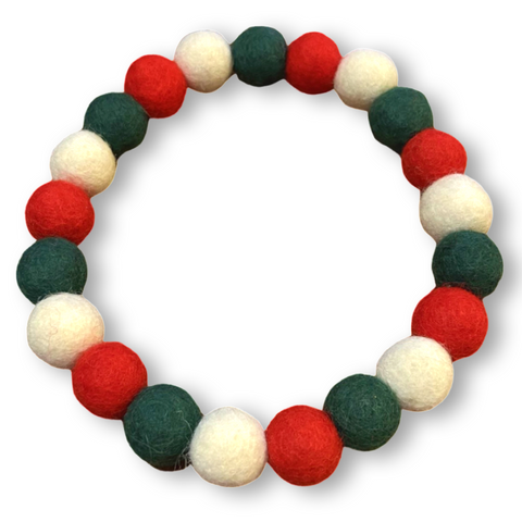 Christmas Pom Pom Dog Collar - Traditional Holly Green