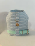 Handmade Vest Dog Harness - Baby Blue Stars