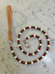 Christmas Bead Handmade Dog Leash - Tan Vegan Leather