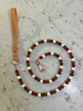Christmas Bead Handmade Dog Leash - Tan Vegan Leather