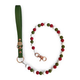 Christmas Bead Handmade Dog Leash - Tan Vegan Leather